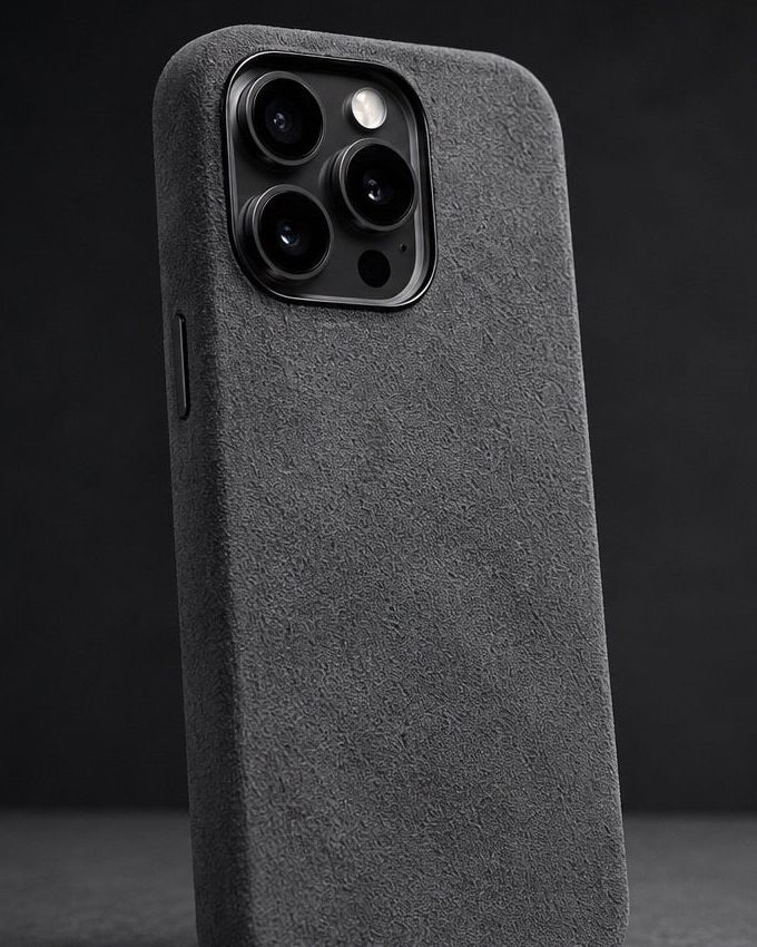 Zenith Alcantara Case in gray Italian Alcantara, front angled view